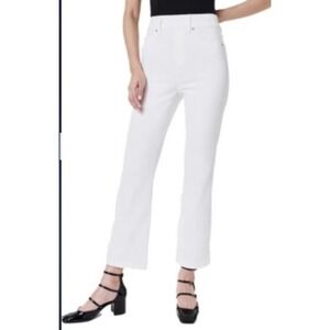 Spanx White Denim Kick Flare Jeans High Rise Medium Pull On Stretch NEW